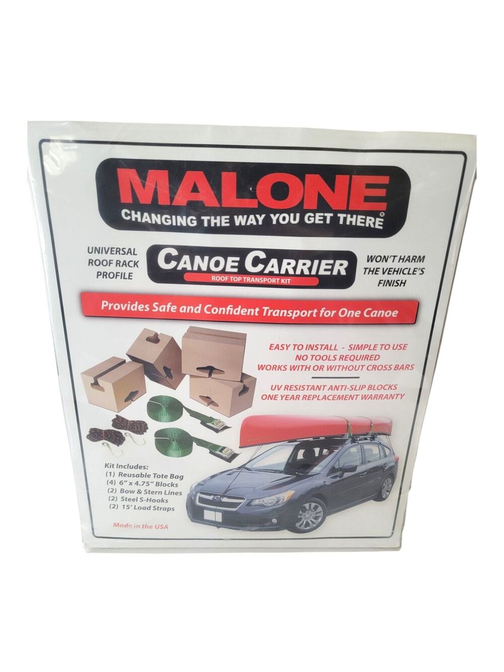 Malone Canoe Carrier Roof Top Transport Kit MPG175 NEW USA Made Standard Bottom